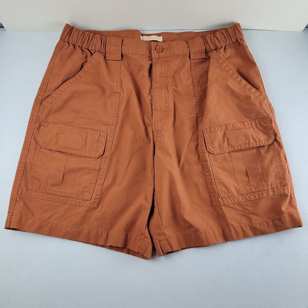 Savane Cargo Hiking Shorts Outdoors Trail Pull On Comfort Stretch 36 Mens Orange